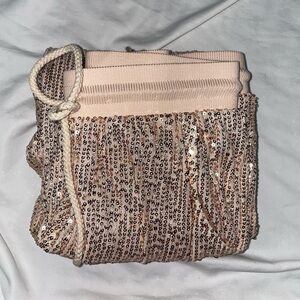 Saints and Hearts Blush Nude Champagne Sequin Drawstring Joggers